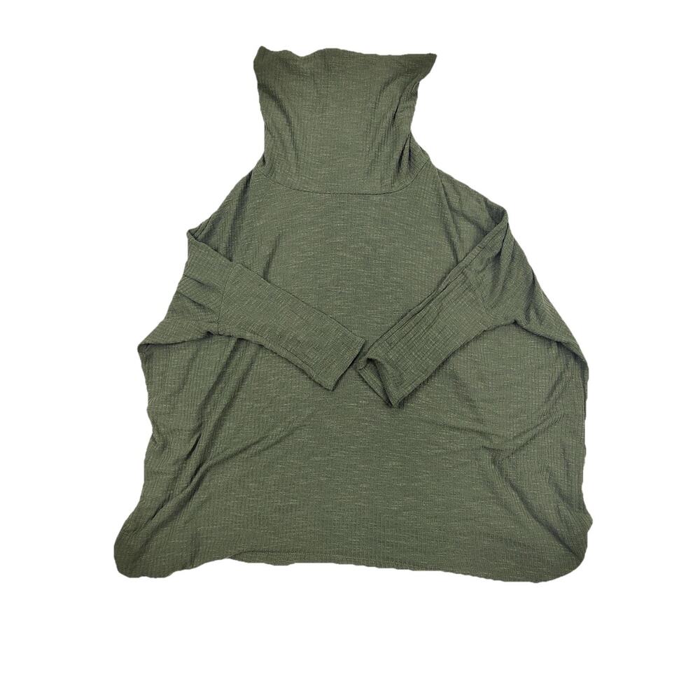 Olivia Rae Sweater Womens Small Green Waffle Turtleneck Dolman Sleeve Pullover
